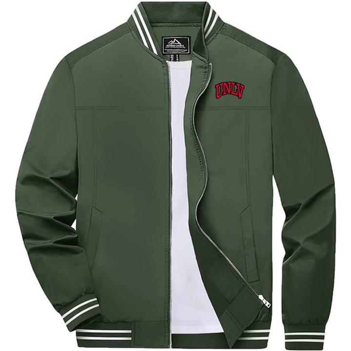 Men's UNLV Rebels  Zip-Up Bomber Jacket Ribbed Collar and Cuffs Outerwear