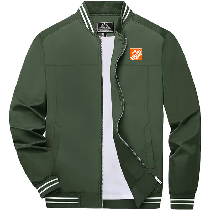Men's  The Home Depot Zip-Up Bomber Jacket Ribbed Collar and Cuffs Outerwear