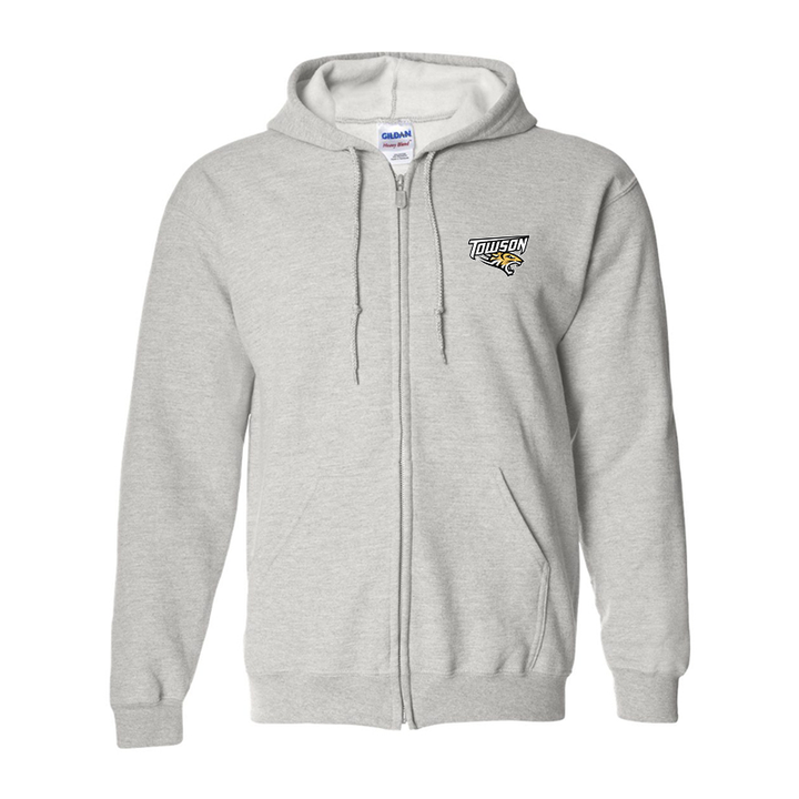 Men's Towson Tigers Gildan  Heavy Blend Full Zip Hooded Sweatshirt