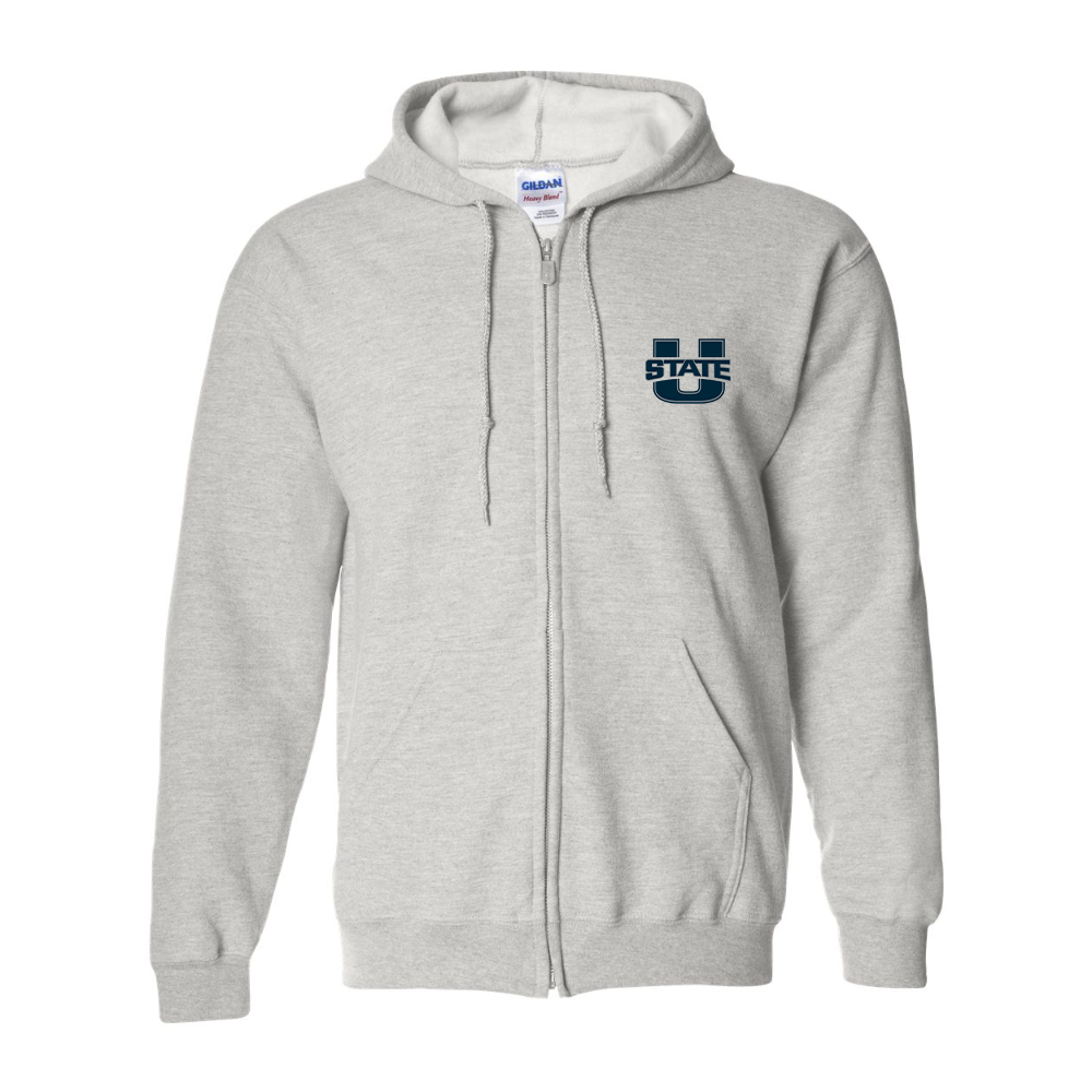 Men's Utah State Aggies Gildan  Heavy Blend Full Zip Hooded Sweatshirt