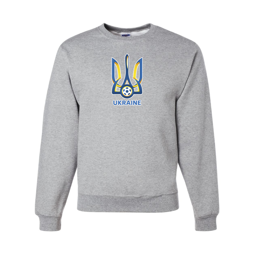 Men's Ukraine National Football Soccer Team  JERZEES NuBlend Crewneck Sweatshirt