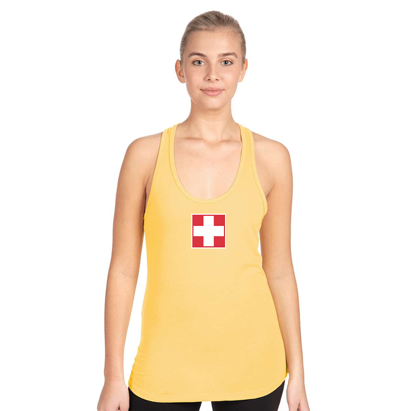Women's Switzerland National Football Soccer Team  Next Level Ideal Racerback Tank