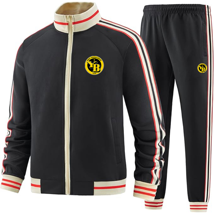 Men's Young Boys Soccer  Tracksuit with Bold Striped Accents and Zippered Front