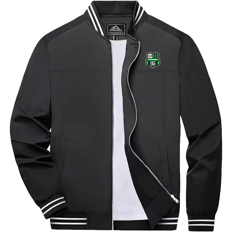 Men's U.S. Sassuolo Soccer Zip-Up Bomber Jacket Ribbed Collar and Cuffs Outerwear