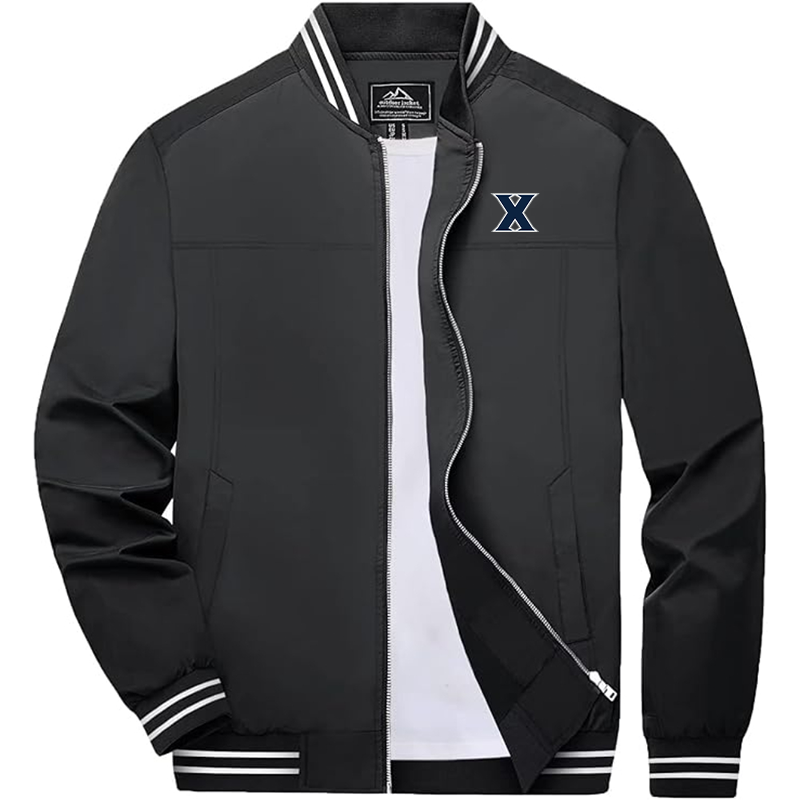Men's Xavier Musketeers Zip-Up Bomber Jacket  Ribbed Collar and Cuffs Outerwear