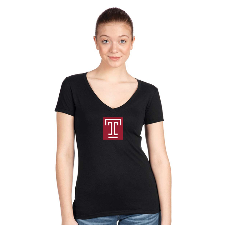 Women's Temple Owls  Next Level V-Neck T-Shirt