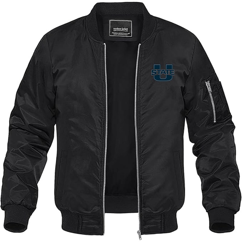 Men's Utah State Aggies  Lightweight Bomber Jacket Windbreaker Softshell Varsity Jacket Coat