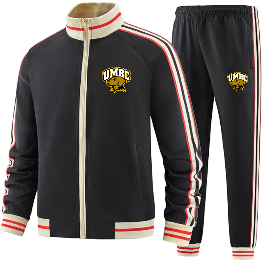 Men's UMBC Retrievers Tracksuit with Bold Striped Accents and Zippered Front