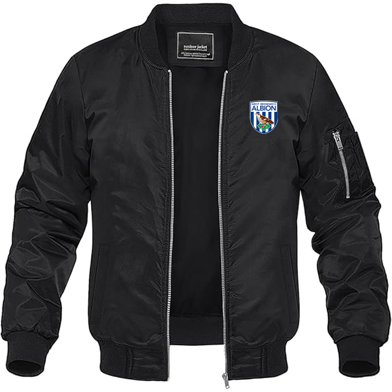 Men's West Bromwich Albion Soccer Lightweight Bomber Jacket Windbreaker Softshell Varsity Jacket Coat