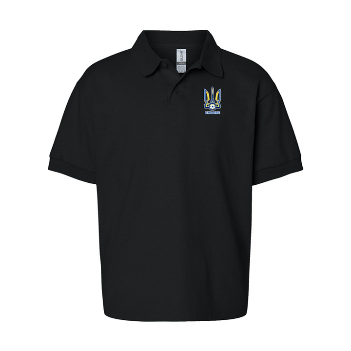 Youth Ukraine National Football Soccer Team Gildan Dry Blend Jersey Polo