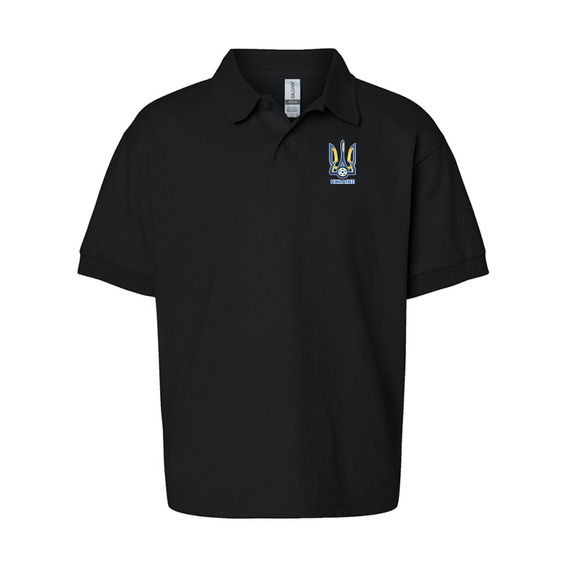 Youth Ukraine National Football Soccer Team Gildan Dry Blend Jersey Polo