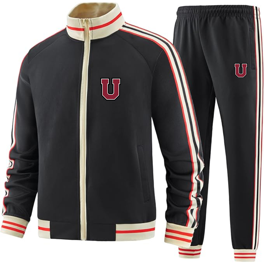 Men's Union Dutchmen  Tracksuit with Bold Striped Accents and Zippered Front