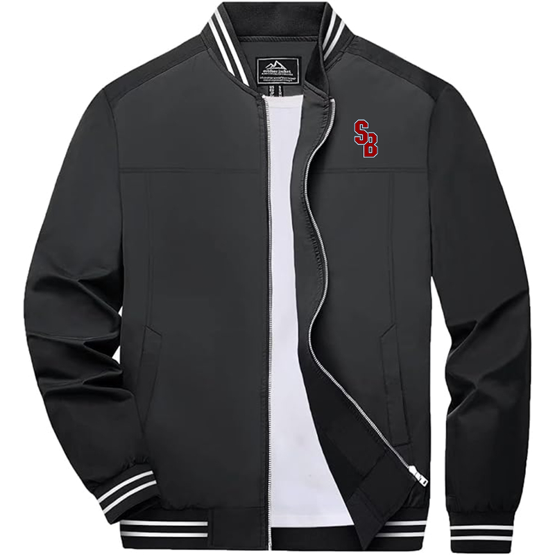 Men's  Stony Brook Seawolves  Lightweight Zip-Up Bomber Jacket  Ribbed Collar and Cuffs Outerwear