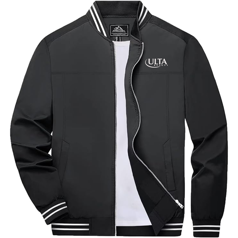 Men's Ulta Beauty  Zip-Up Bomber Jacket Ribbed Collar and Cuffs Outerwear