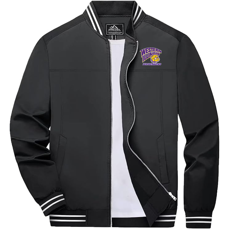 Men's Western Illinois Leathernecks Lightweight Zip-Up Bomber Jacket  Ribbed Collar and Cuffs Outerwear Western Carolina Catamounts