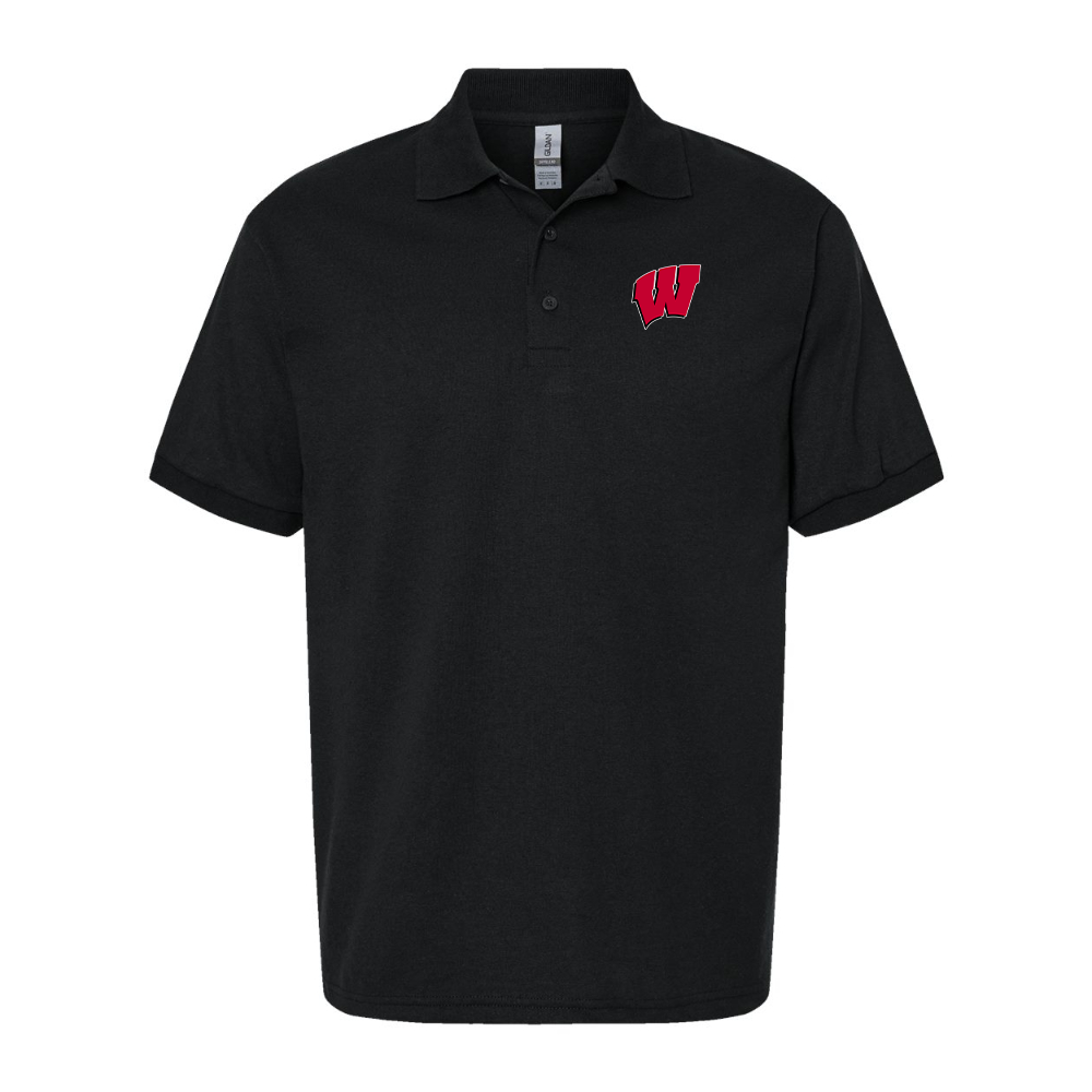 Men's Wisconsin Badgers Gildan Dry Blend Jersey Polo