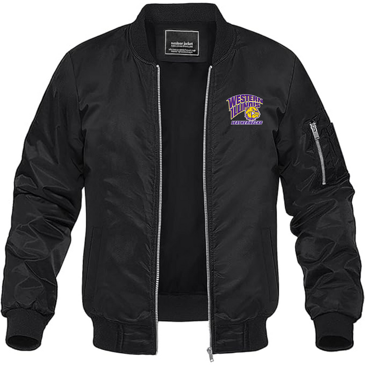 Men's Western Illinois Leathernecks Lightweight Bomber Jacket Windbreaker Softshell Varsity Jacket Coat
