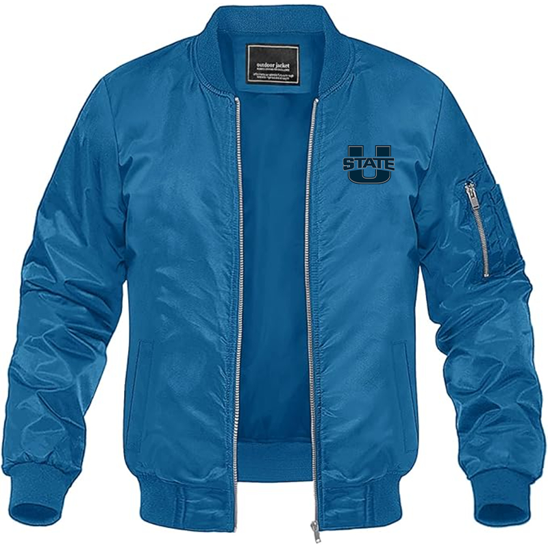 Men's Utah State Aggies  Lightweight Bomber Jacket Windbreaker Softshell Varsity Jacket Coat
