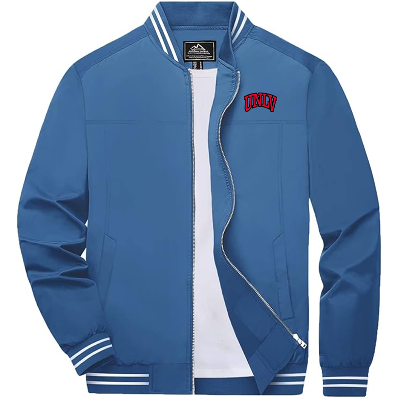 Men's UNLV Rebels  Zip-Up Bomber Jacket Ribbed Collar and Cuffs Outerwear