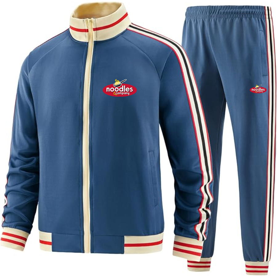 Men's Noodles & Company  Tracksuit with Bold Striped Accents and Zippered Front