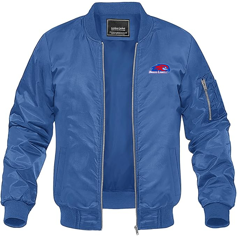 Men's UMass Lowell River Hawks Lightweight Bomber Jacket Windbreaker Softshell Varsity Jacket Coat