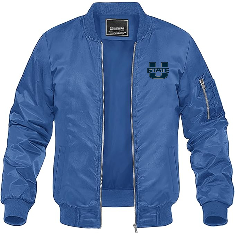 Men's Utah State Aggies  Lightweight Bomber Jacket Windbreaker Softshell Varsity Jacket Coat
