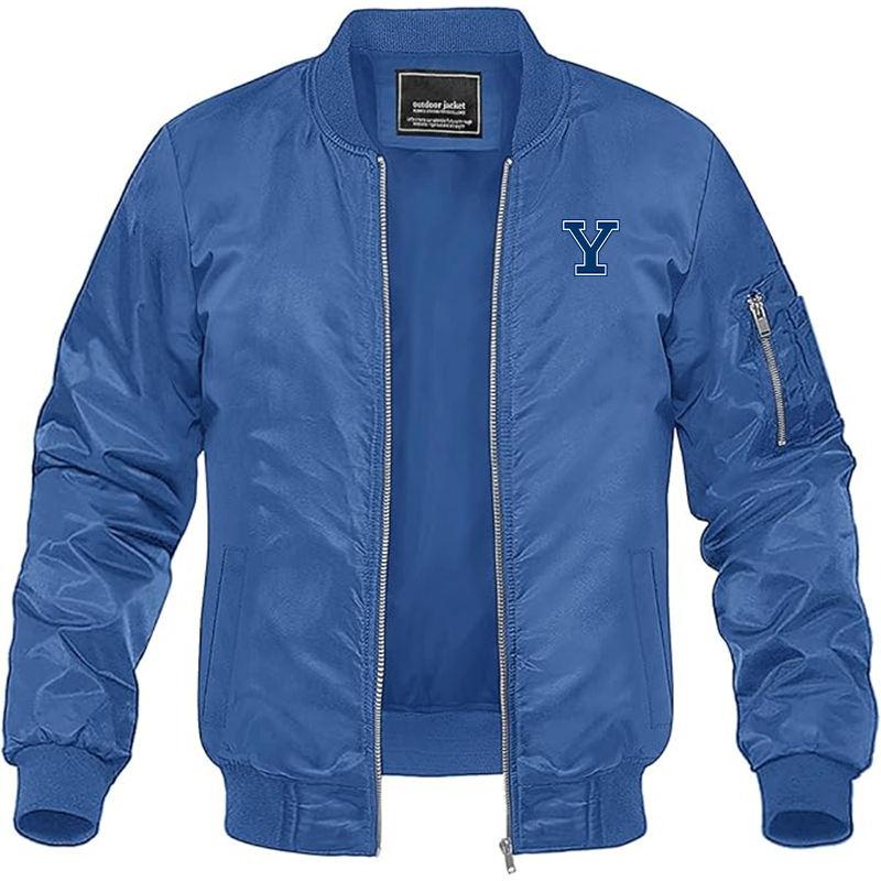 Men's Yale Bulldogs Lightweight Bomber Jacket Windbreaker Softshell Varsity Jacket Coat