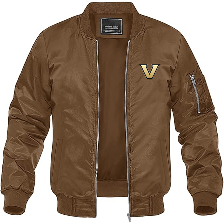 Men's Vanderbilt Commodores Lightweight Bomber Jacket Windbreaker Softshell Varsity Jacket Coat