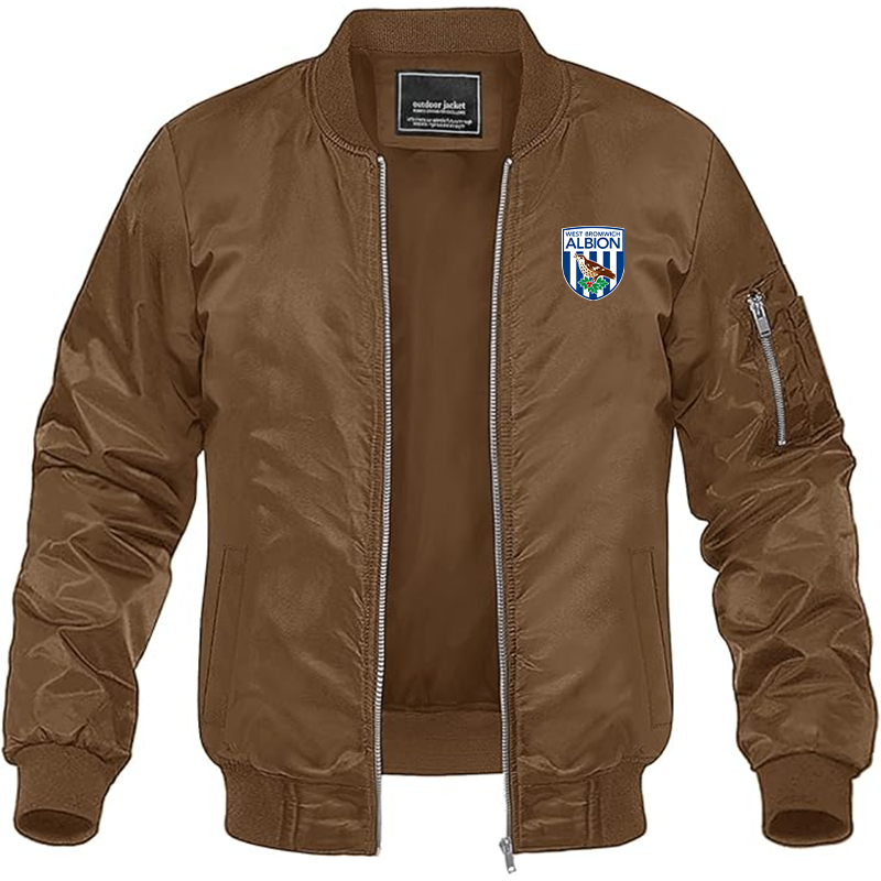 Men's West Bromwich Albion Soccer Lightweight Bomber Jacket Windbreaker Softshell Varsity Jacket Coat