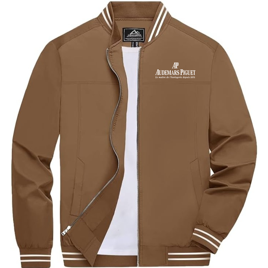 Men's Audemars-Piguet  Lightweight Zip-Up Bomber Jacket Ribbed Collar and Cuffs Outerwear