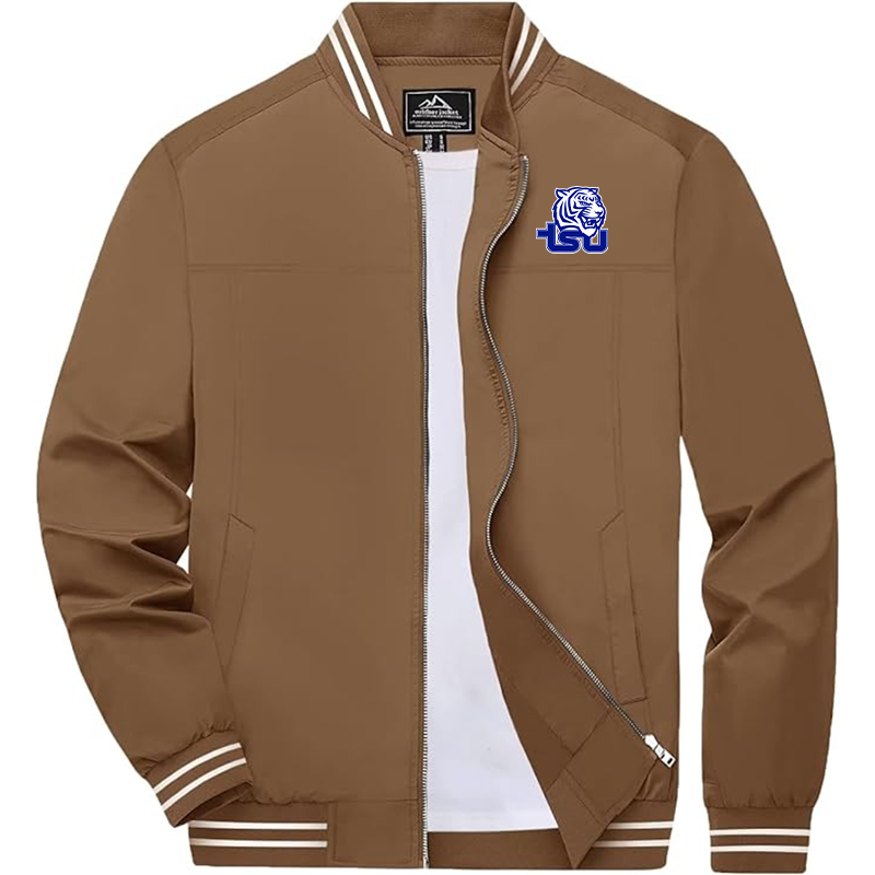 Men's  Tennessee State Tigers Zip-Up Bomber Jacket Ribbed Collar and Cuffs Outerwear