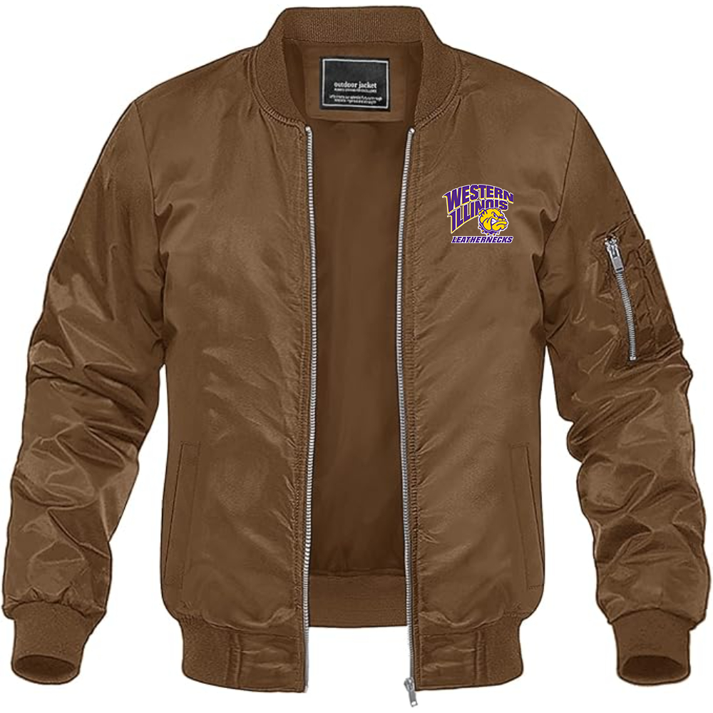 Men's Western Illinois Leathernecks Lightweight Bomber Jacket Windbreaker Softshell Varsity Jacket Coat