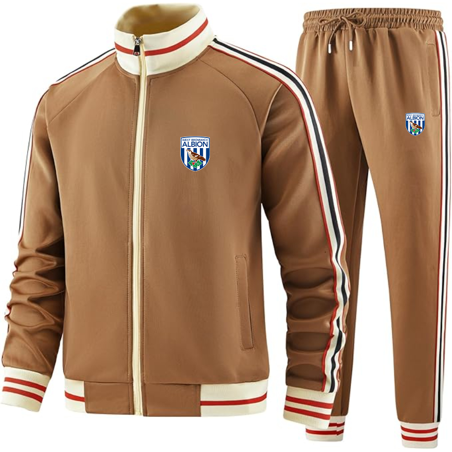 Men's  West Bromwich Albion Soccer Tracksuit with Bold Striped Accents and Zippered Front
