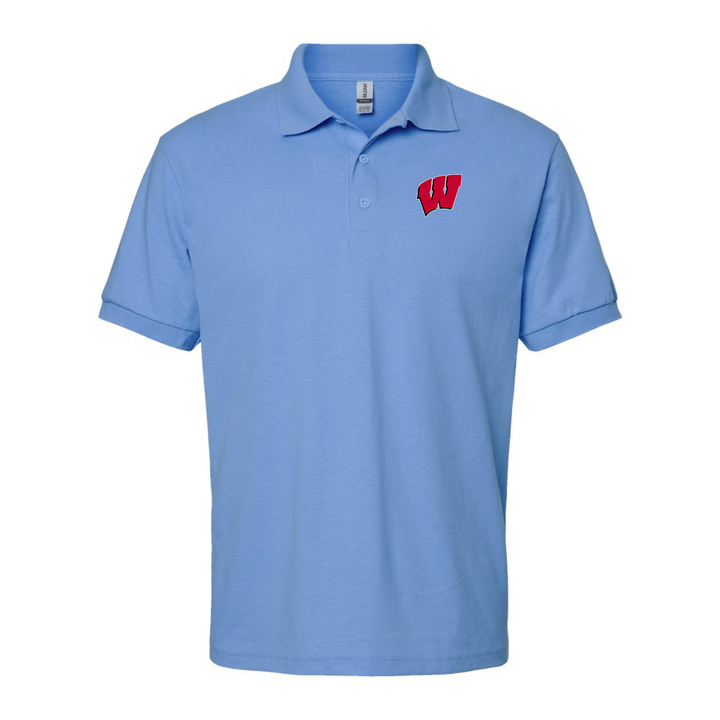 Men's Wisconsin Badgers Gildan Dry Blend Jersey Polo