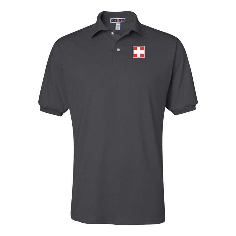 Men's  Switzerland National Football Soccer Team JERZEES  SpotShield polo