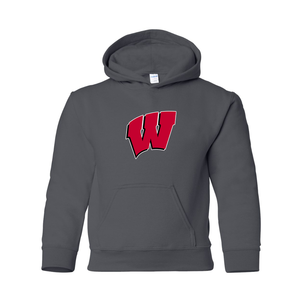 Youth Wisconsin Badgers Gildan Heavy Blend  Hooded Sweatshirt