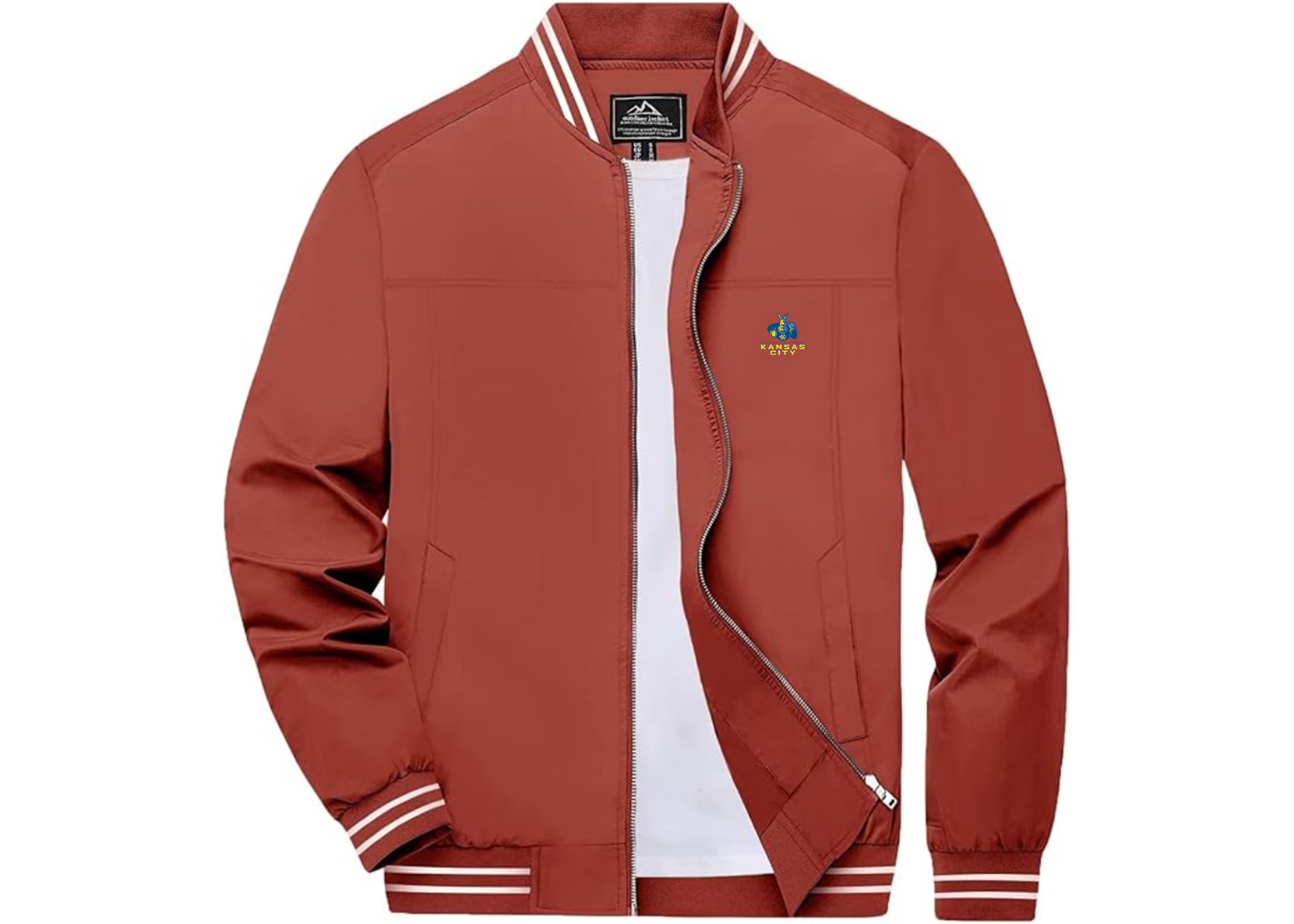 Men's UMKC Kangaroos Lightweight Zip-Up Bomber Jacket Ribbed Collar and Cuffs