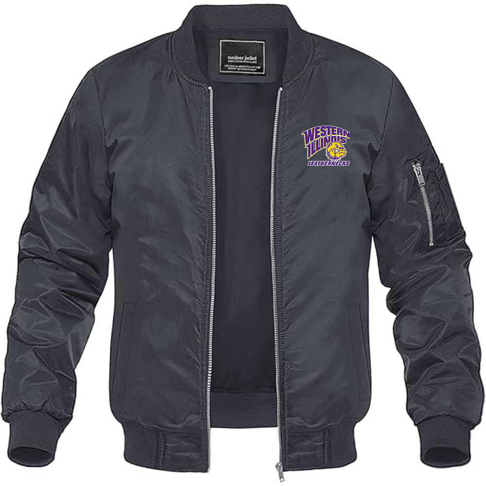 Men's Western Illinois Leathernecks Lightweight Bomber Jacket Windbreaker Softshell Varsity Jacket Coat