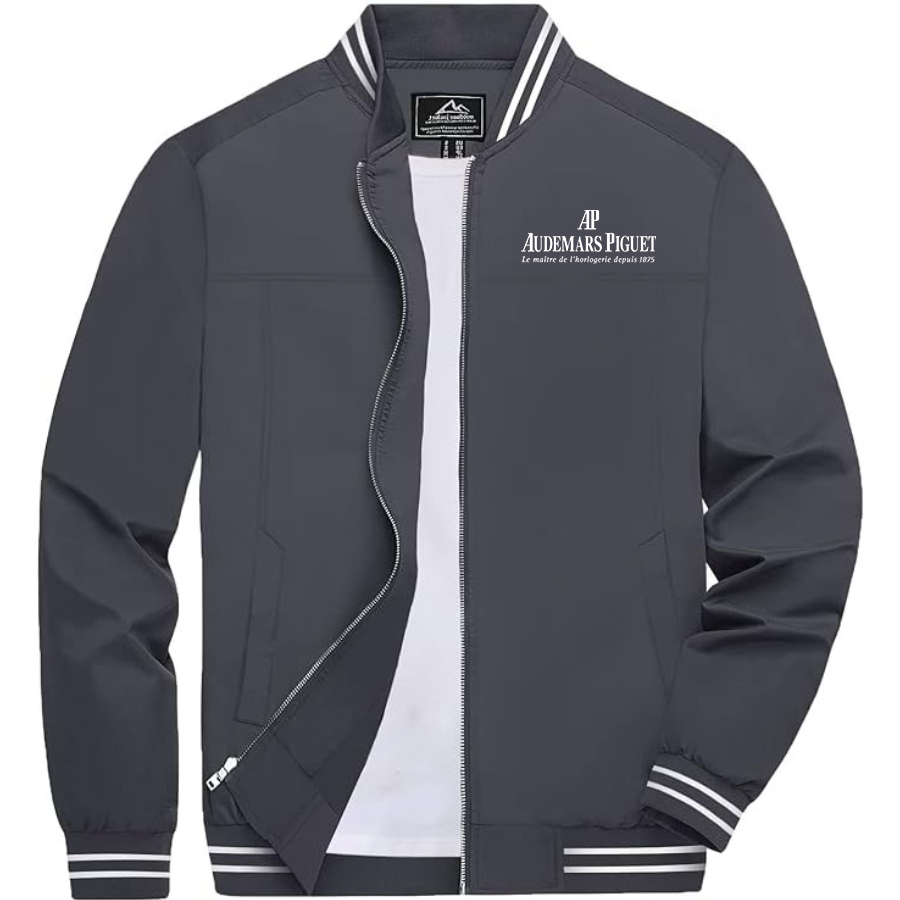 Men's Audemars-Piguet  Lightweight Zip-Up Bomber Jacket Ribbed Collar and Cuffs Outerwear