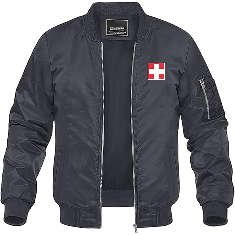 Men's  Switzerland National Football Soccer Team  Lightweight Bomber Jacket Windbreaker Softshell Varsity Jacket Coat