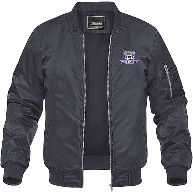 Men's Weber State Wildcats Lightweight Bomber Jacket Windbreaker Softshell Varsity Jacket Coat