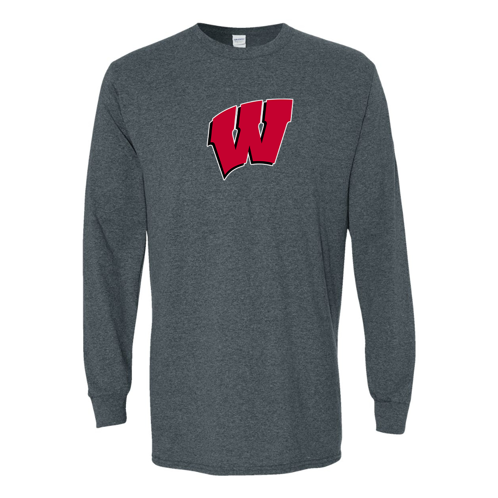Men's Wisconsin Badgers Gildan Heavy Cotton Long Sleeve T-Shirt