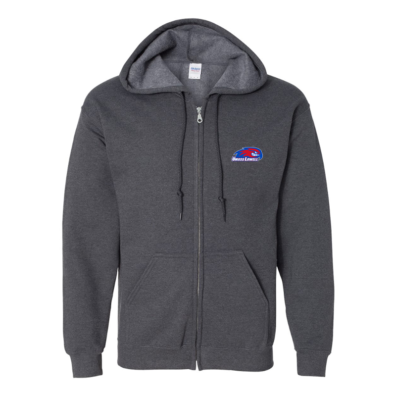 Men's  UMass Lowell River Hawks Gildan  Heavy Blend Full Zip Hooded Sweatshirt
