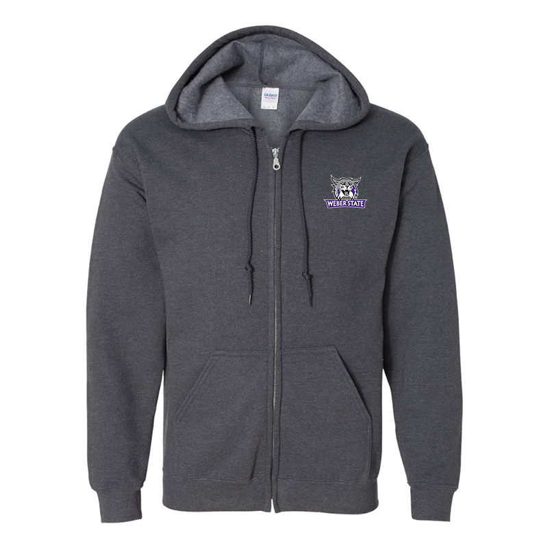 Men's Weber State Wildcats Gildan  Heavy Blend Full Zip Hooded Sweatshirt