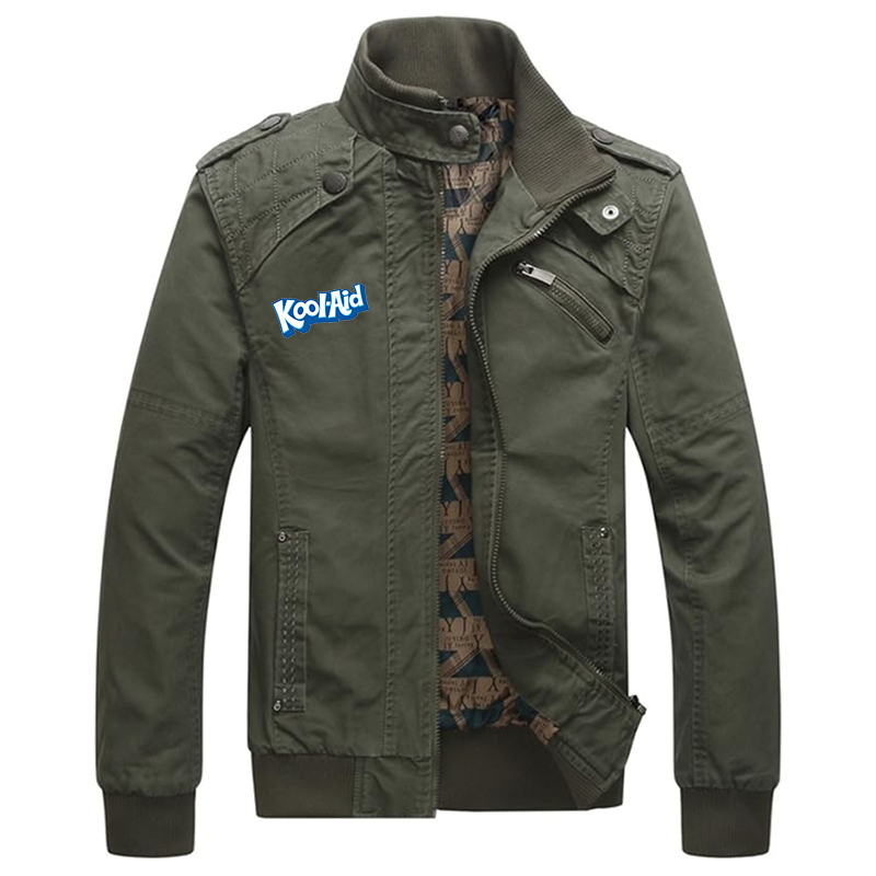 Men's  Kool_aid_brand Dwar Casual Washed Cotton Military Outdoor Jackets with Shoulder Straps