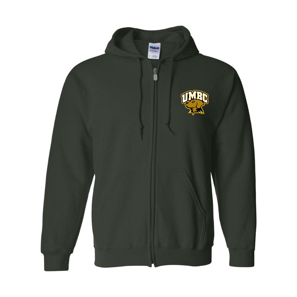 Men's UMBC Retrievers Gildan  Heavy Blend Full Zip Hooded Sweatshirt
