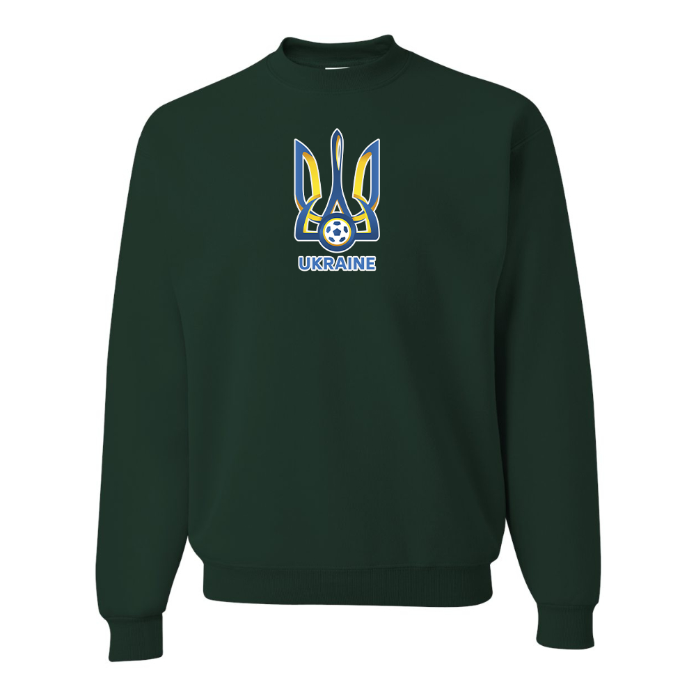Men's Ukraine National Football Soccer Team  JERZEES NuBlend Crewneck Sweatshirt