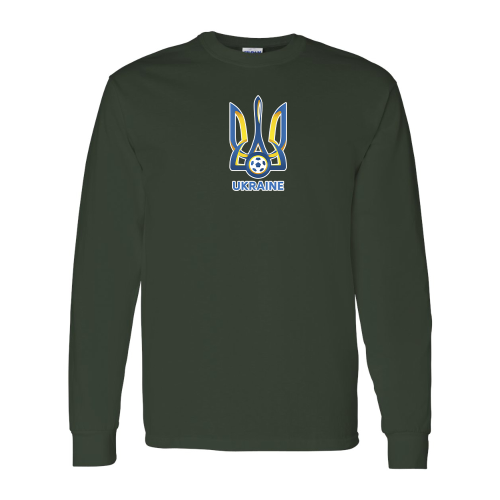 Men'sUkraine National Football Soccer Team Gildan Heavy Cotton Long Sleeve T-Shirt