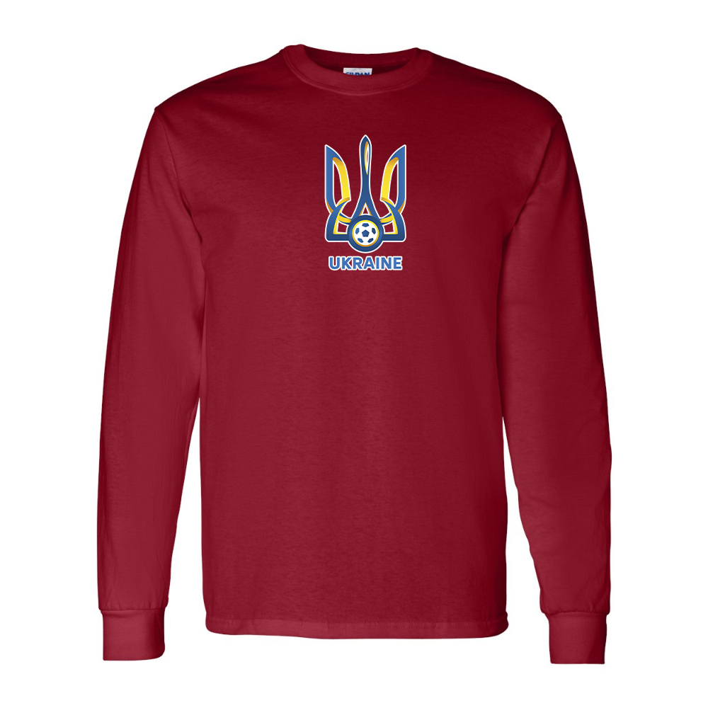 Men'sUkraine National Football Soccer Team Gildan Heavy Cotton Long Sleeve T-Shirt