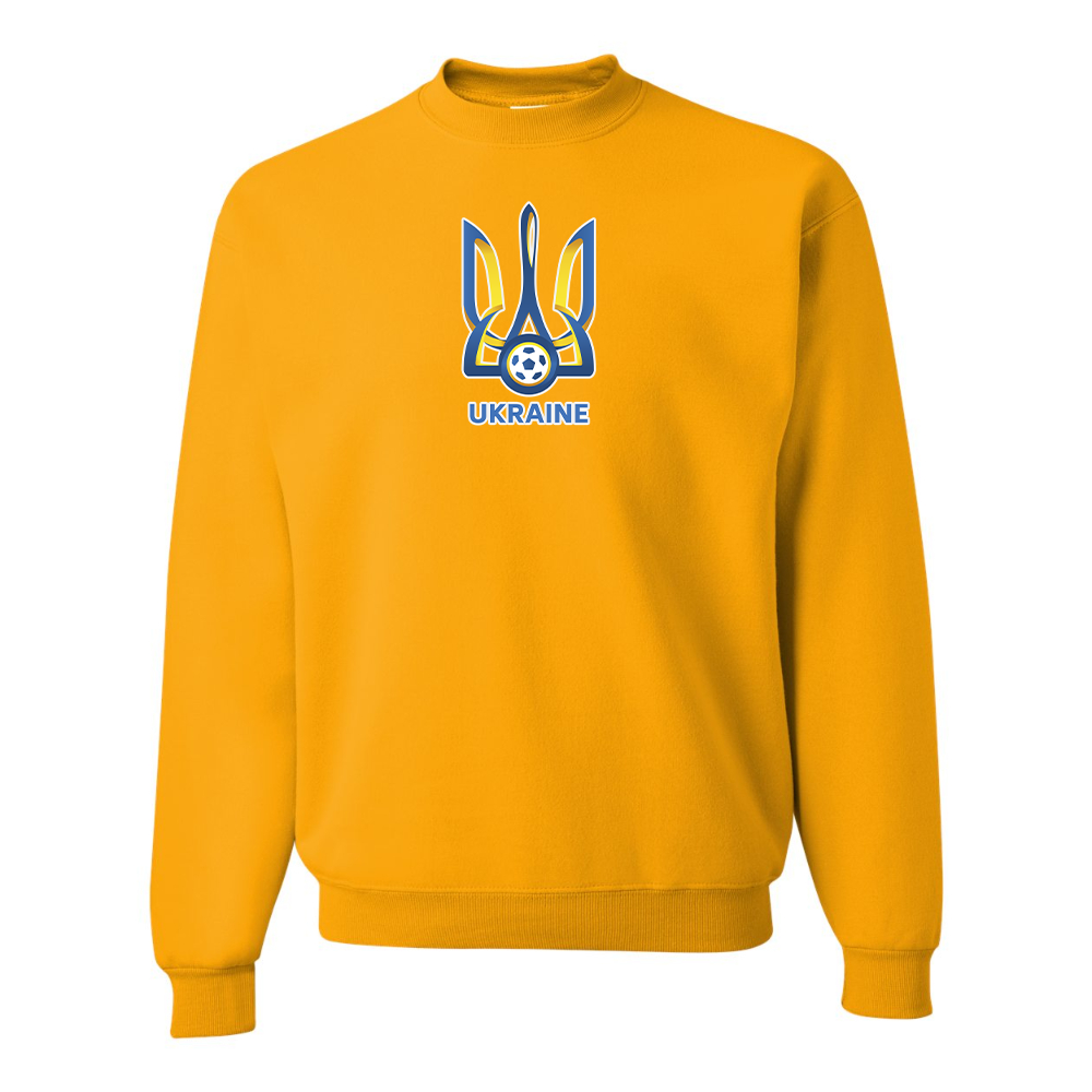 Men's Ukraine National Football Soccer Team  JERZEES NuBlend Crewneck Sweatshirt